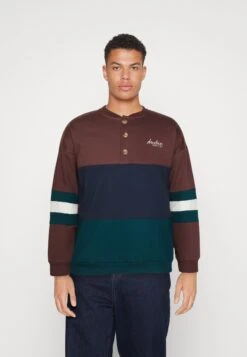 Kaotiko Crew Buttons Willow UnisexFelpaBrown/Navy Uomo Maglieria E Felpe KAI2100HW-O11